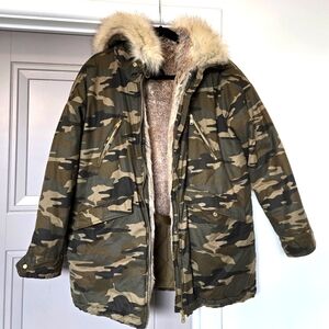 Zara Army Jacket Faux Fur